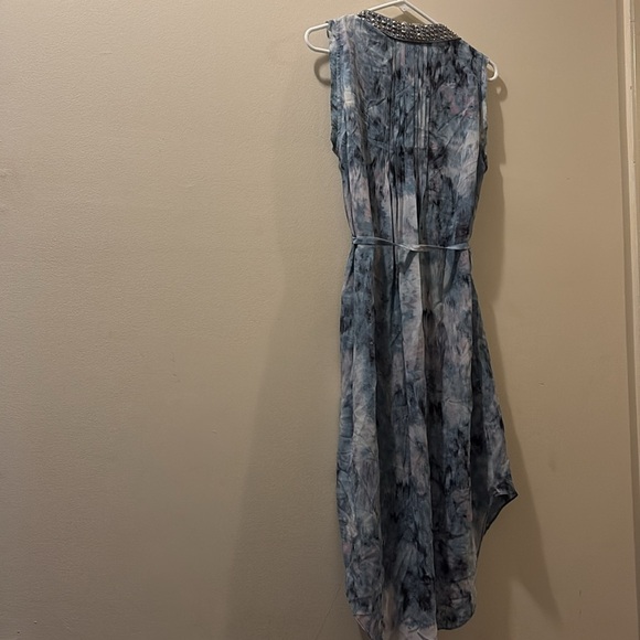 Rebecca Taylor Blue, white and purple silk Tie Front dress - size 10 - Picture 5 of 6
